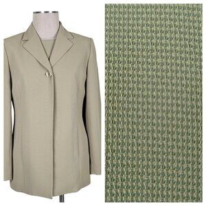 Le Suit Blazer Set Size 6 Sleeveless Tank Top Pockets Lined Side Slits Green